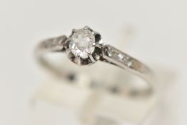 A DIAMOND SINGLE STONE RING, an old cut diamond, approximate total diamond weight 0.24ct, prong