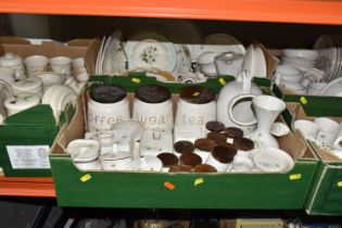 FIVE BOXES OF KERNEWEK POTTERY DINNERWARE, to include a large quantity of 'Daisy' pattern