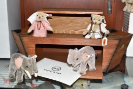 A BOXED LIMITED EDITION STEIFF NOAH'S ARK SET ONE, comprising Noah, Noah's Wife, a bull elephant and