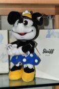 A BOXED STEIFF LIMITED EDITION 'MINNIE MOUSE', with black and white mohair and cotton, gold coloured