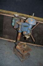 A VINTAGE ATLAS PILLAR DRILL with a British Thomson Houston motor total height 88cm along with a