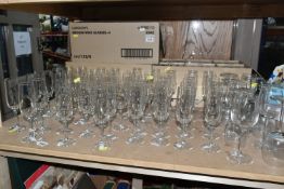 THREE BOXES AND LOOSE OF SAINSBURY'S MEDIUM WINE GLASSES AND CHAMPAGNE FLUTES, over seventy wine