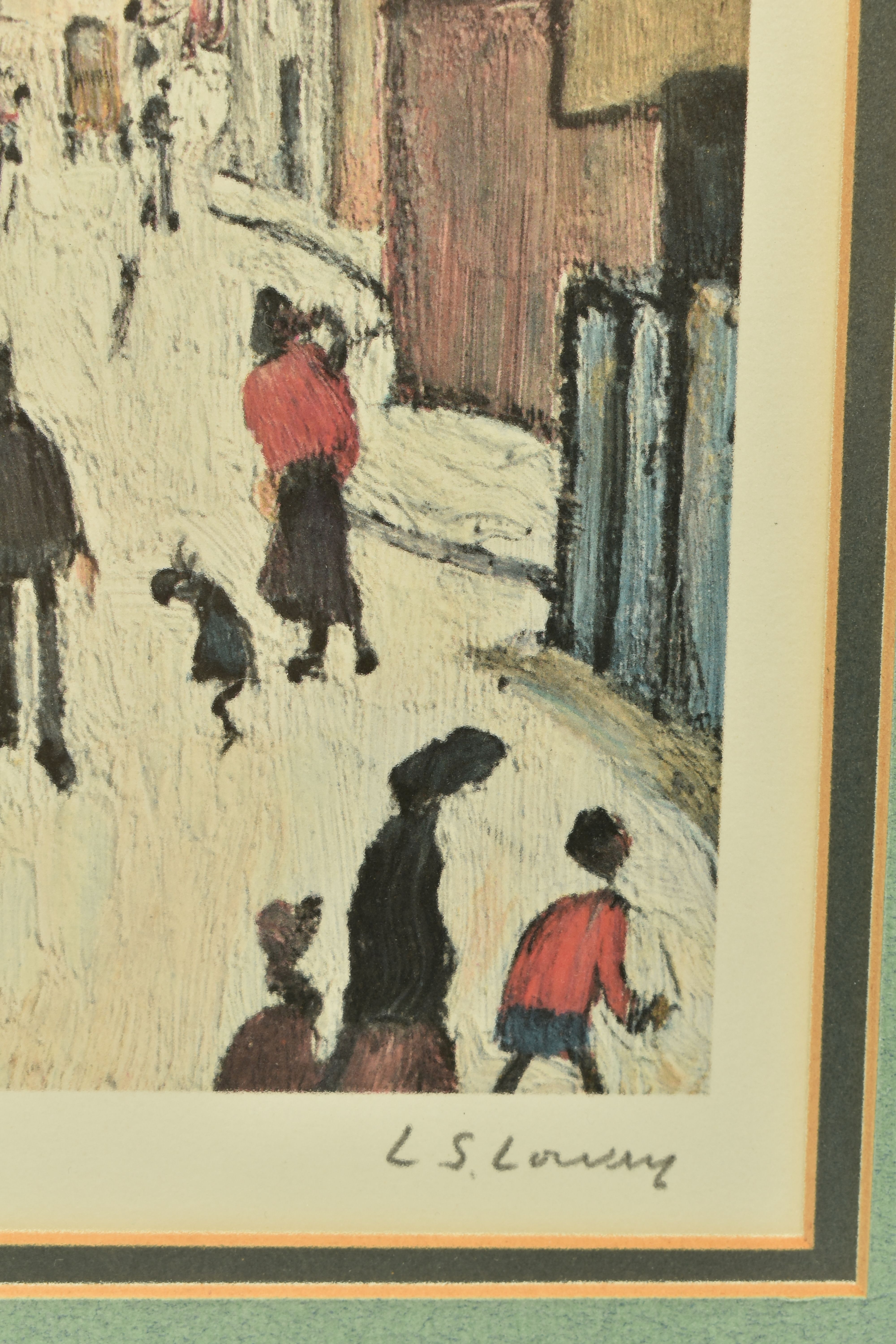 LAURENCE STEPHEN LOWRY (BRITISH 1887-1976) 'STREET SCENE', a depiction of figures going about - Image 5 of 11