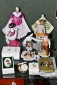 A GROUP OF FIGURINES, SWAROVSKI CRYSTAL, HALCYON DAYS, ETC, comprising a Cmielow Poland 'Relaks',