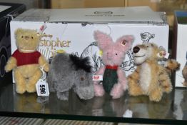 A BOXED STEIFF LIMITED EDITION DISNEY CHRISTOPHER ROBIN GIFT SET OF FOUR CHARACTERS, (Piglet,