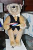 A BOXED STEIFF LIMITED EDITION 'CROUPIER' TEDDY BEAR, jointed with blond mohair and cotton 'fur',