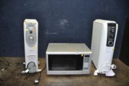 A PRESTIGE MICROWAVE, A DeLONGHI HEATER AND A PROLINE HEATER (all PAT pass and working)