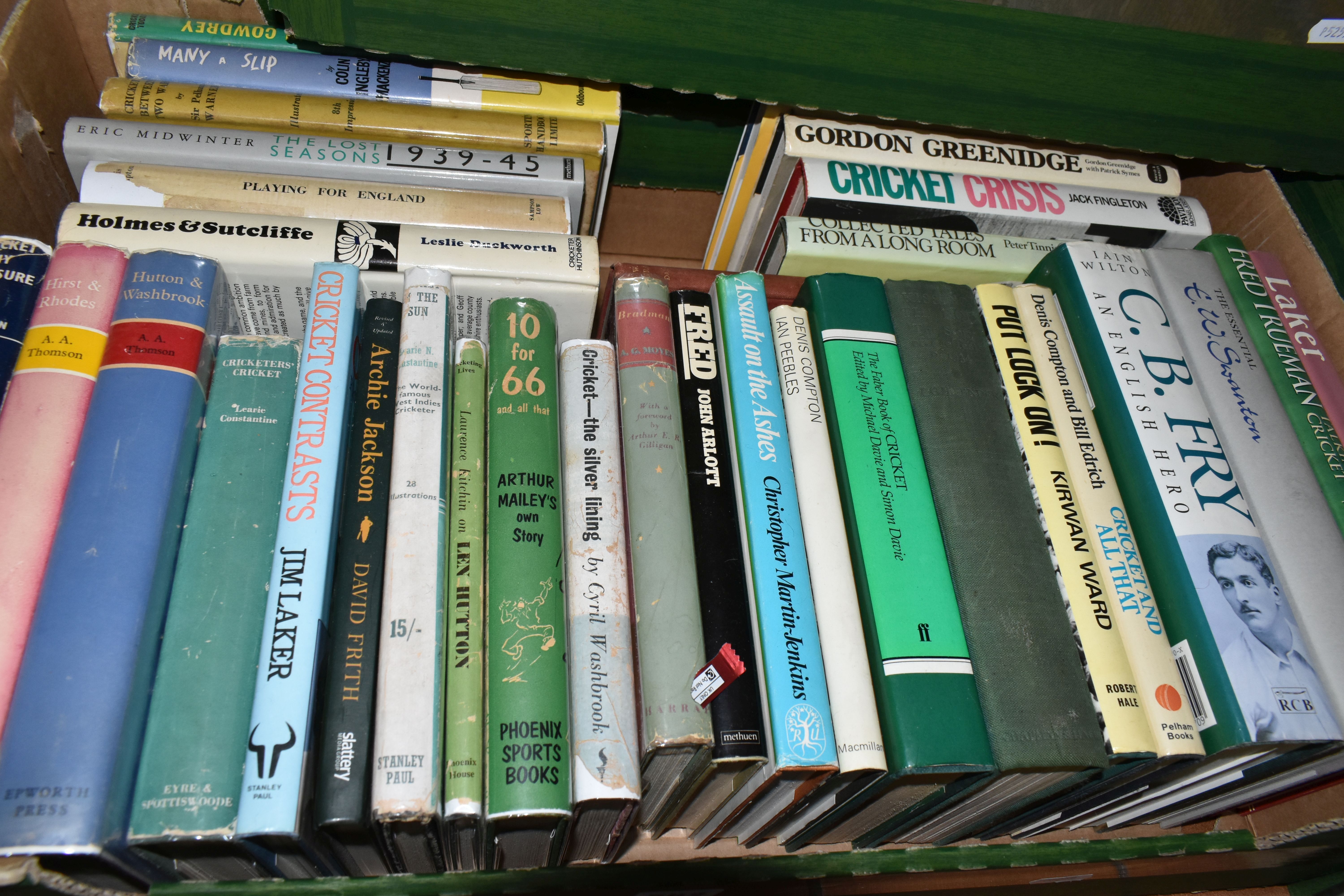 CRICKET INTEREST: FIVE BOXES OF HARDBACK AND PAPERBACK BOOKS, including assorted County Cricket year - Image 2 of 6