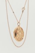A 9CT GOLD LOCKET, an oval form locket with embossed thistle detail, hallmarked 9ct Birmingham,