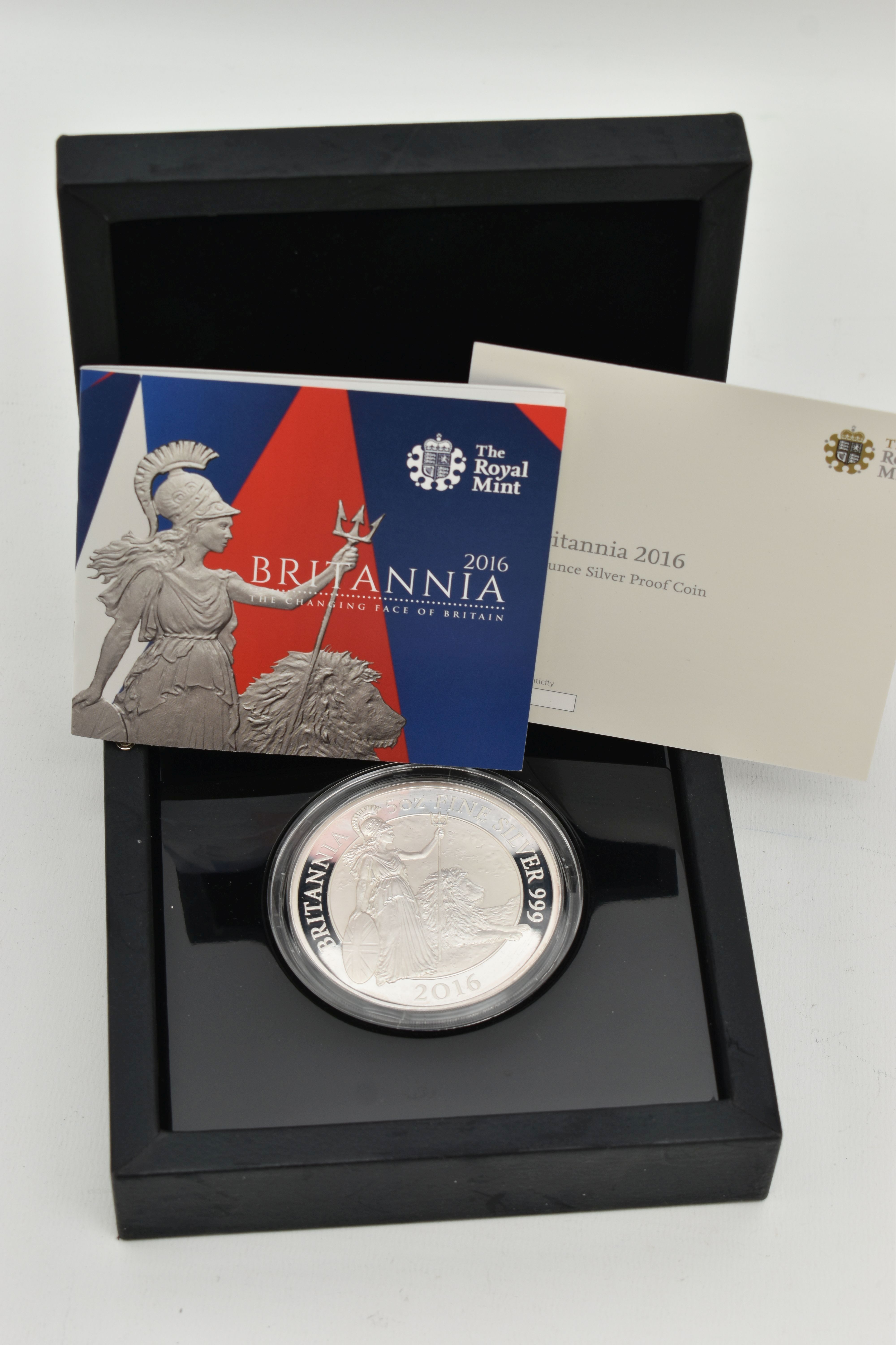A BOXED ROYAL MINT 2016 £10 SILVER PROOF BRITANNIA COIN, 156.295 gram, 999 Silver max mintage 800