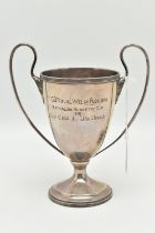 A GEORGE V SILVER TROPHY, a double handled silver trophy, engraving to the trophy '1st G.B.Royal