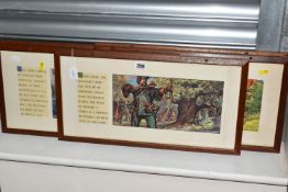 FIVE WOODEN FRAMED CARRIAGE PRINTS OF OLD ENGLISH HISTORIC CHARACTERS, comprising 'Robin Hood', '