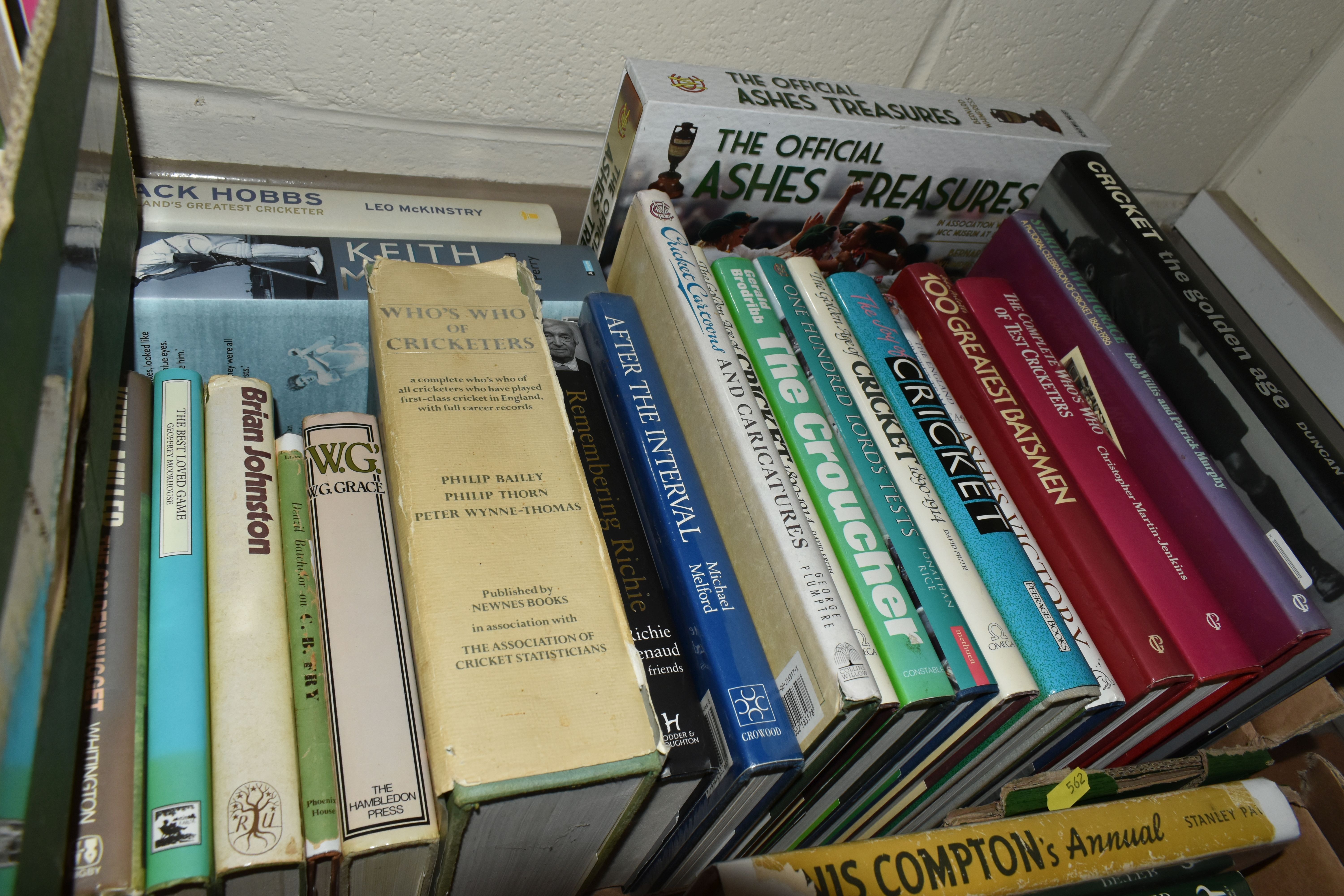 CRICKET INTEREST: FIVE BOXES OF HARDBACK AND PAPERBACK BOOKS, including assorted County Cricket year - Image 5 of 6
