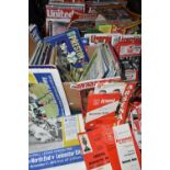 FIVE BOXES OF FOOTBALL PROGRAMMES AND MAGAZINES, to include various Liverpool dating from 1963 to