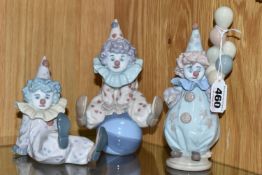 THREE LLADRO CLOWN FIGURES, comprising Littlest Clown no 5811, Tired Friend no 5812 and Having a