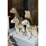 A BOXED LIMITED EDITION STEIFF NOAH'S ARK SET TWO, comprising two giraffes and two zebras, all