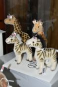 A BOXED LIMITED EDITION STEIFF NOAH'S ARK SET TWO, comprising two giraffes and two zebras, all