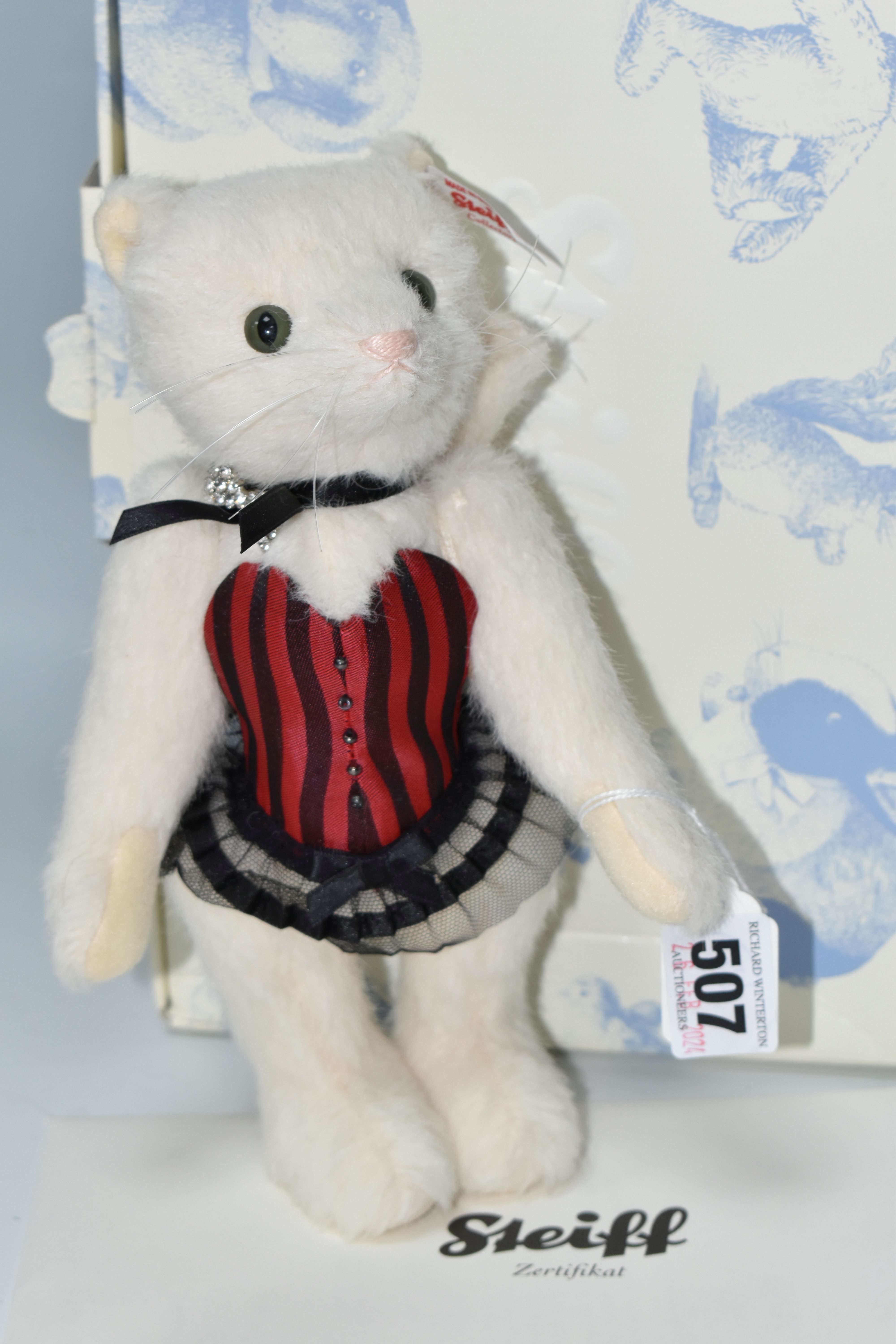 A BOXED STEIFF LIMITED EDITION PUSSY CAT, comprising 021190 'Cat Lady Ted', limited edition 1,111