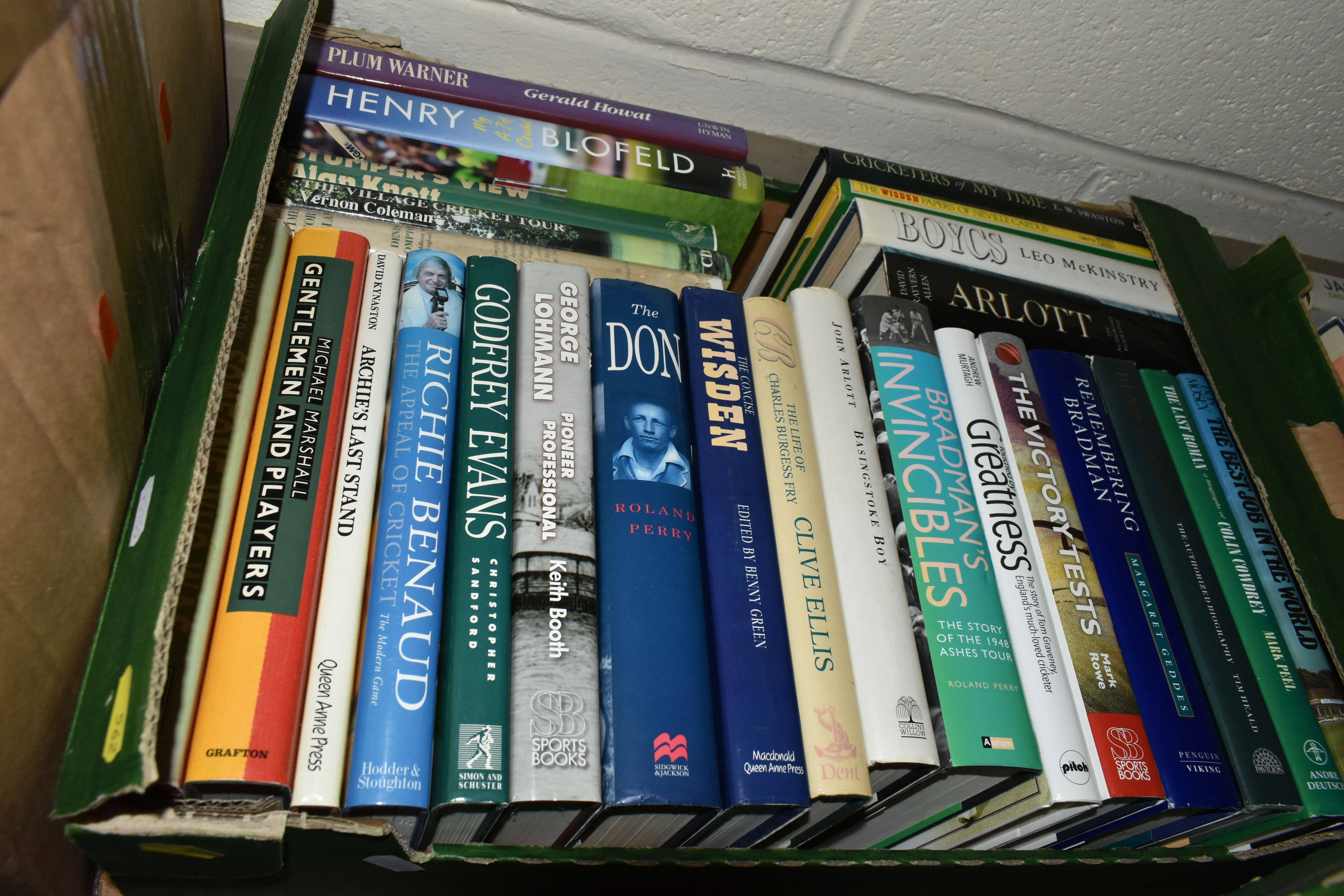 CRICKET INTEREST: FIVE BOXES OF HARDBACK AND PAPERBACK BOOKS, including assorted County Cricket year - Image 6 of 6