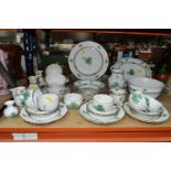 A GROUP OF HEREND 'CHINESE BOUQUET' APPONYI GREEN PATTERN DINNERWARE, green foliate enameled