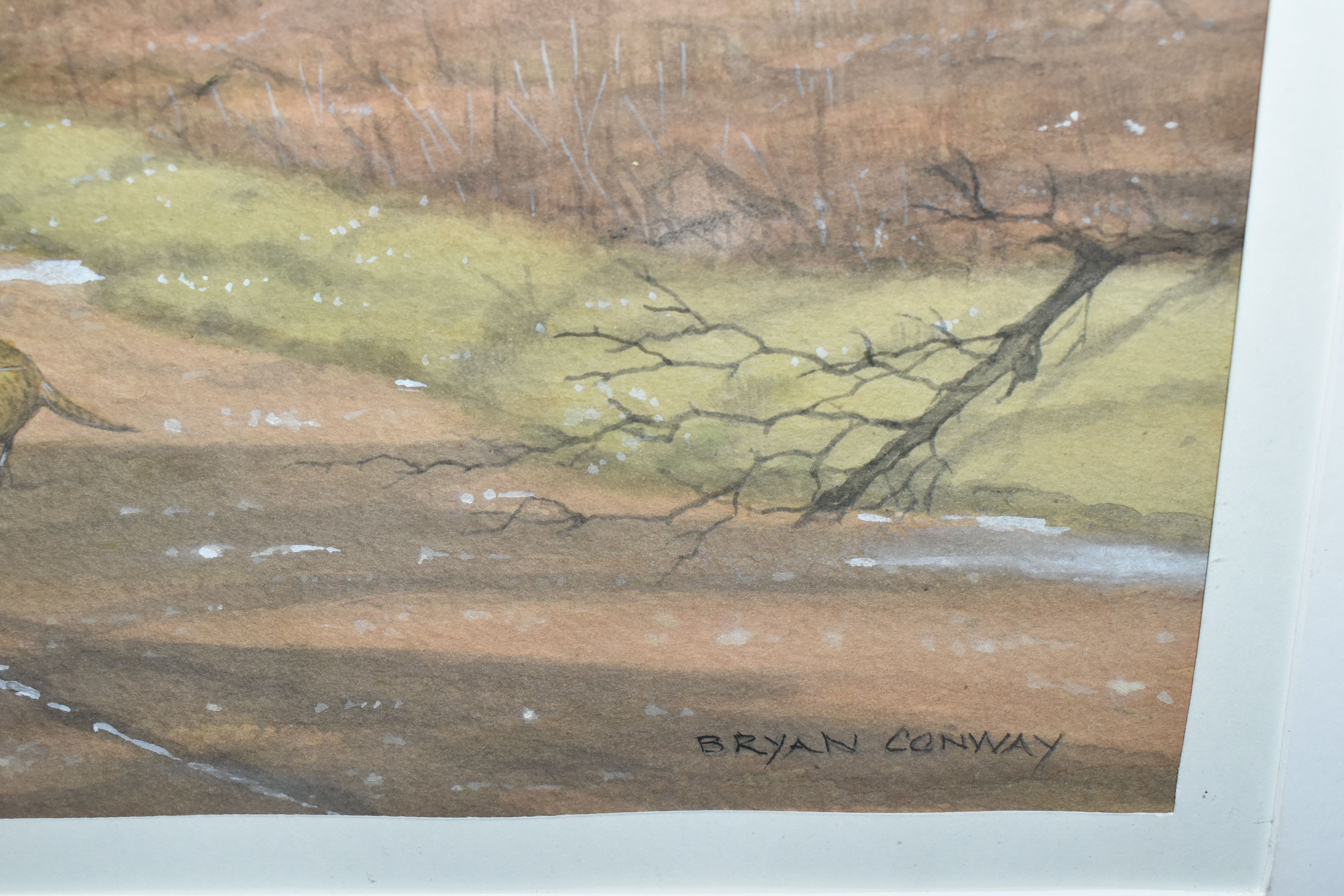 BRYAN CONWAY (20TH/21ST CENTURY) A LANDSCAPE WITH PHEASANTS, an autumn landscape with pheasants in a - Image 3 of 7