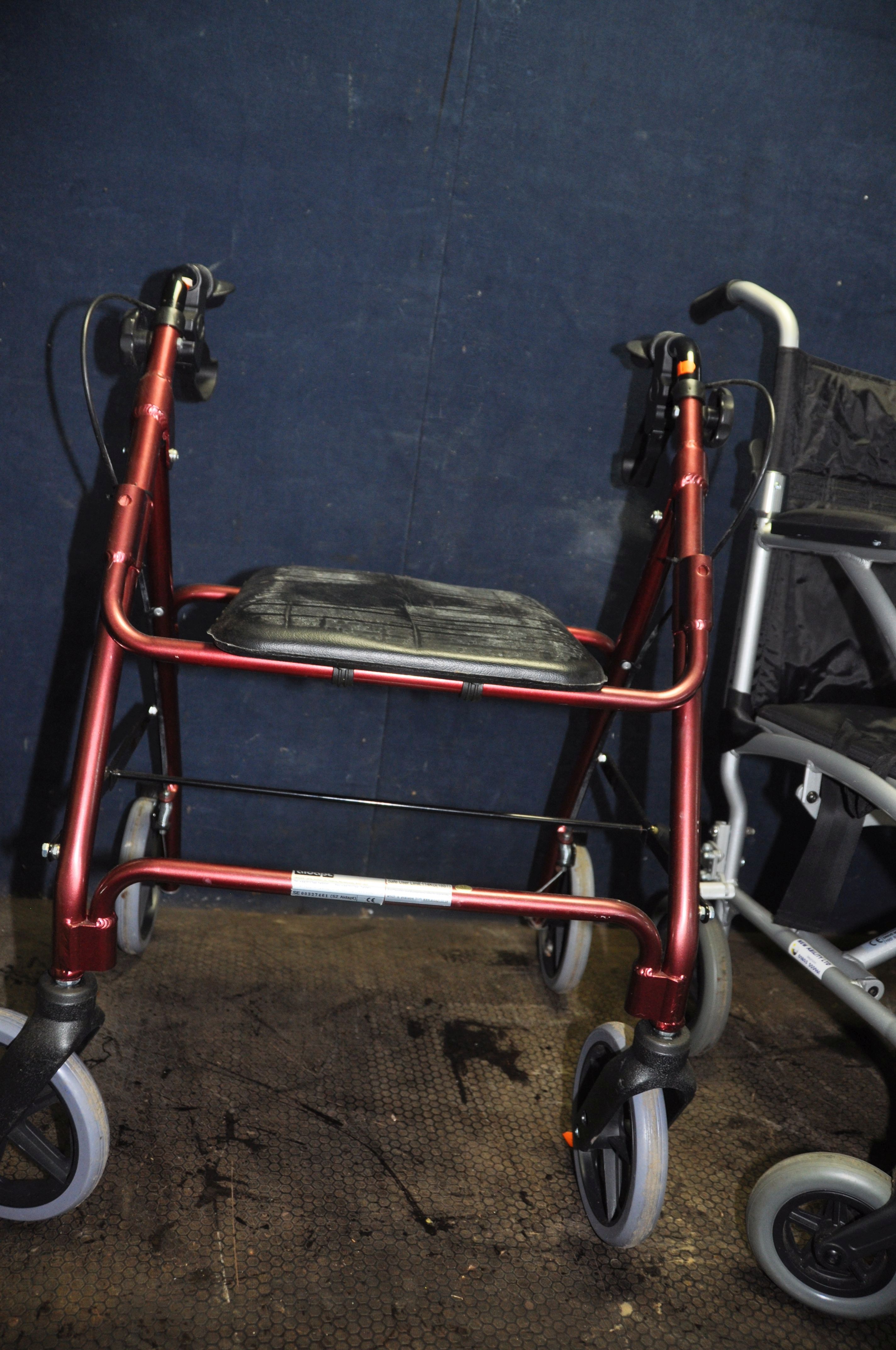 AN ENIGMA FOLDING WHEELCHAIR with footrests and carry bag along with an Aidapt travelator (2) - Image 2 of 4