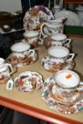 A GROUP OF ROYAL CROWN DERBY 'OLDE AVESBURY' PATTERN TEAWARE, comprising four large breakfast