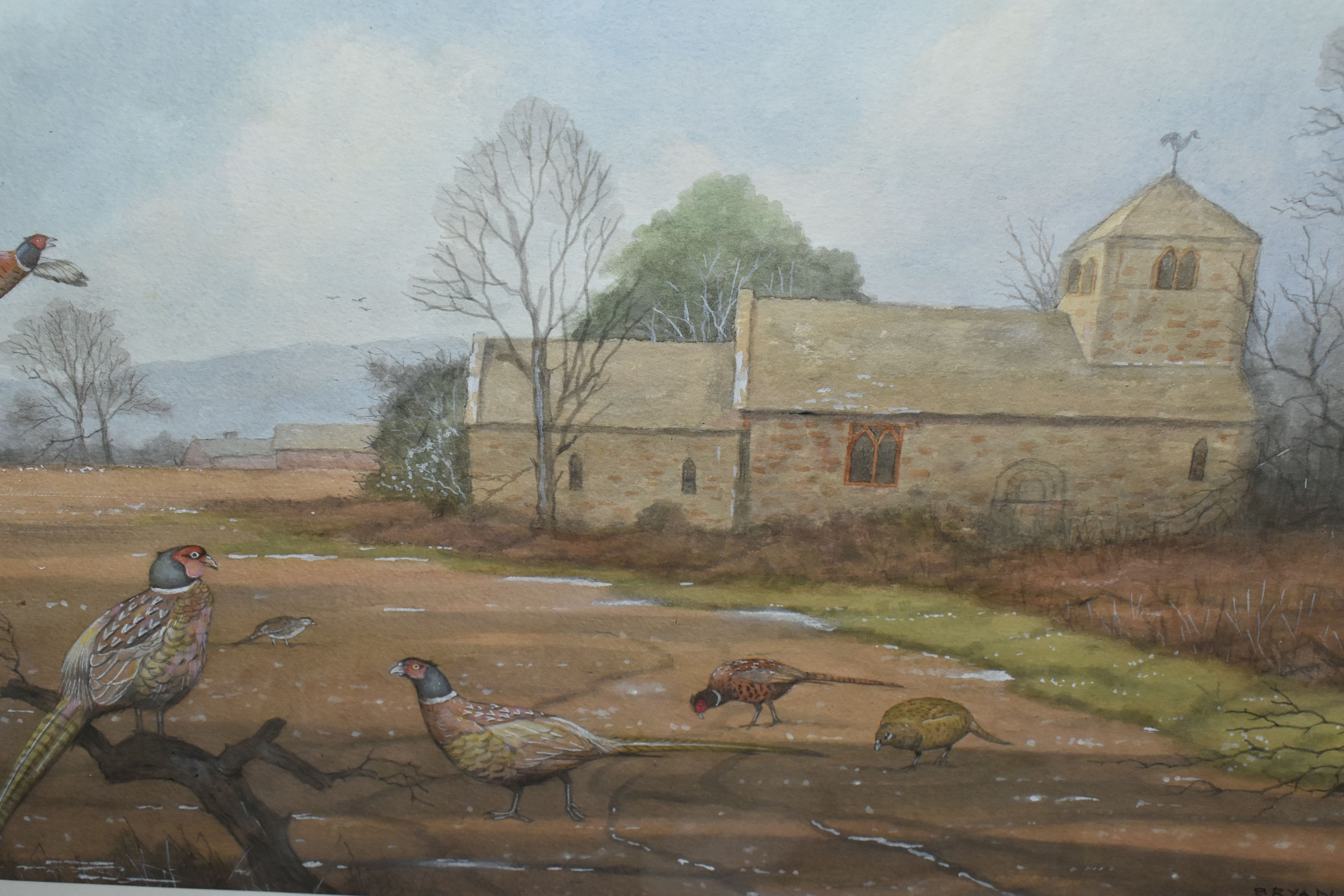BRYAN CONWAY (20TH/21ST CENTURY) A LANDSCAPE WITH PHEASANTS, an autumn landscape with pheasants in a - Image 2 of 7