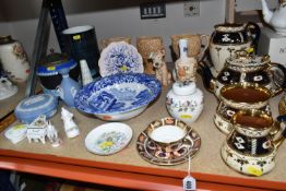 A SELECTION OF DECORATIVE NAMED CERAMIC ITEMS ETC, to include a Royal Crown Derby Imari pattern