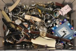 A BOX OF ASSORTED LADIES AND GENTS WRISTWATCHES, mostly quartz movements, names to include '