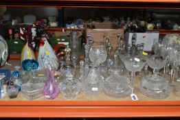 A LARGE COLLECTION OF CUT GLASS BELLS AND GLASSWARE, comprising twenty three cut glass bells,