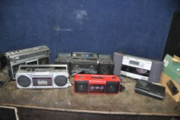 FIVE PORTABLE HI FIS comprising of a Goodman's Power Master (one tape not turning), a Sony ZS-D7,