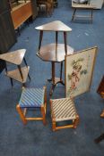 A SELECTION OF OCCASIONAL FURNITURE, to include a mahogany octagonal tilt top tripod table, diameter