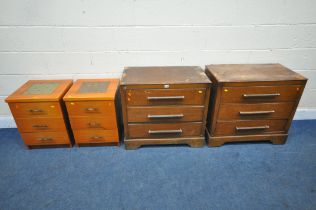 A PAIR OF 20TH CENTURY OAK THREE DRAWER CHESTS, width 77cm x depth 46cm x height 70cm, along with