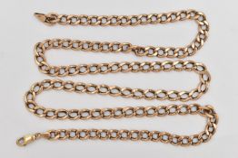 A 9CT GOLD CURB LINK CHAIN NECKLACE, a yellow gold curb link chain, fitted with a lobster clasp,
