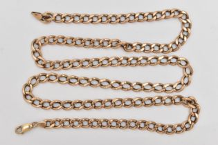 A 9CT GOLD CURB LINK CHAIN NECKLACE, a yellow gold curb link chain, fitted with a lobster clasp,