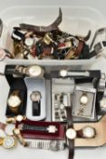 A BOX OF ASSORTED LADIES AND GENTS WRISTWATCHES, to include a gents 'Seiko 5' Automatic on a