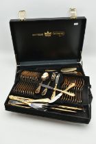 AN 'SBS BESTECKE SOLIGEN' BRIEFCASE CANTEEN, gold plated cutlery with stainless steel blades,