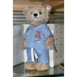 A BOXED STEIFF LIMITED EDITION NHS '75 YEARS OF CARE' TEDDY BEAR, exclusive to Danbury Mint, no.