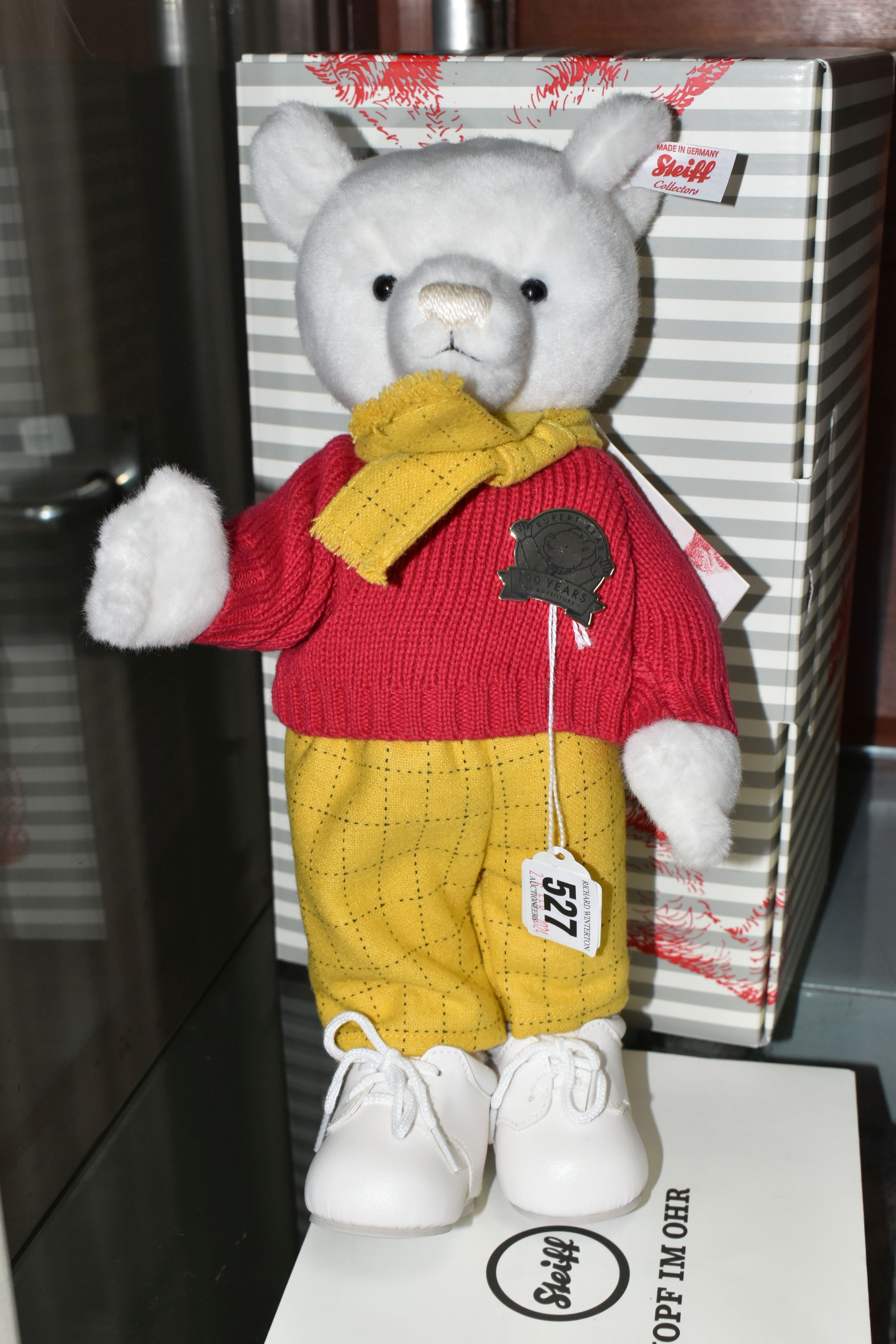 A BOXED STEIFF LIMITED EDITION 'RUPERT, THE CENTENARY EDITION' RUPERT BEAR, with white plush '