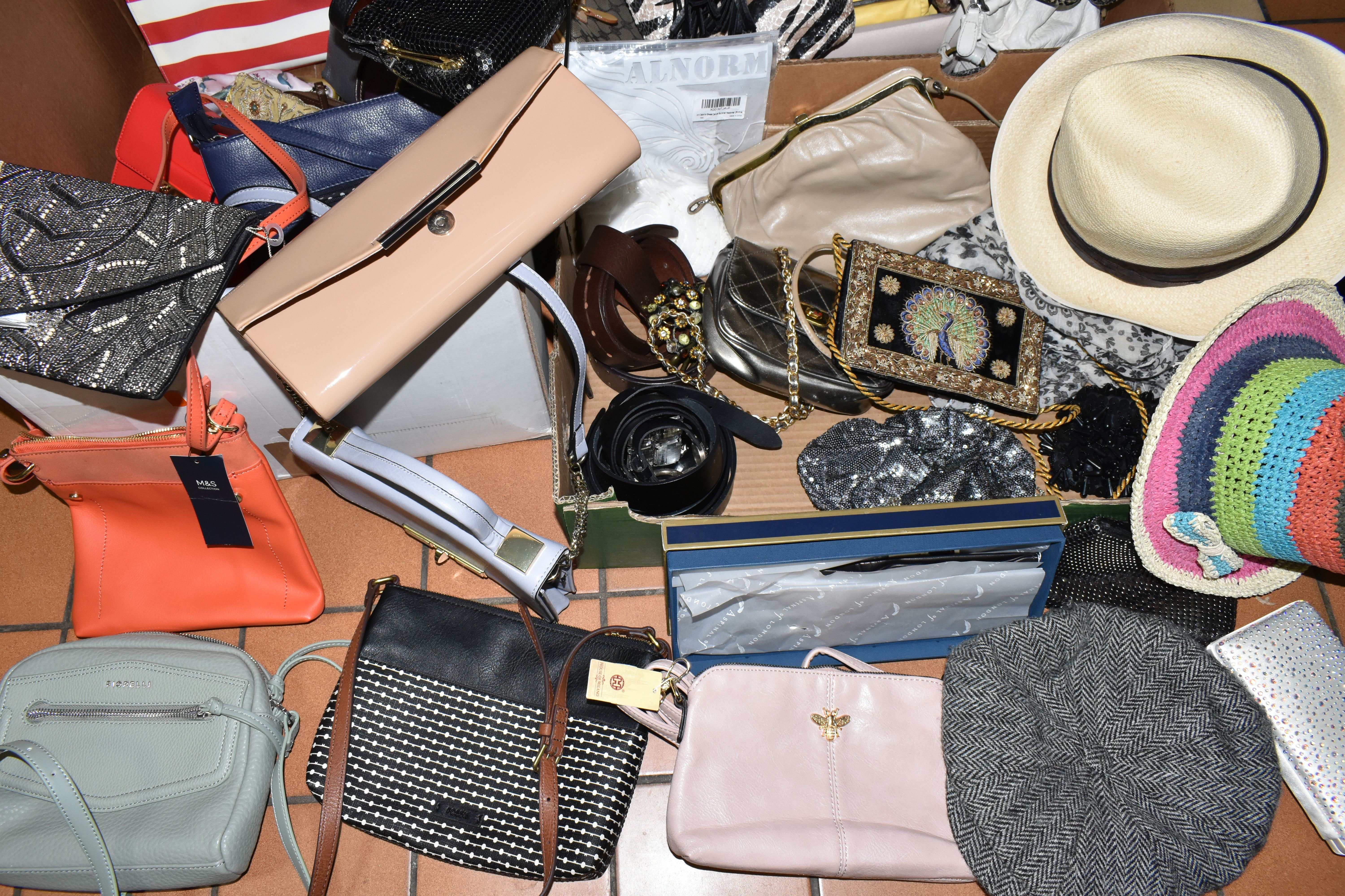 THREE BOXES OF LADIES' HANDBAGS, to include over thirty assorted day and evening bags, maker's names - Image 2 of 14