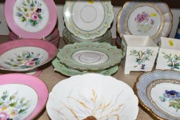 A GROUP OF LATE 19TH CENTURY DESSERT PLATES, comprising three cabinet plates hand painted by