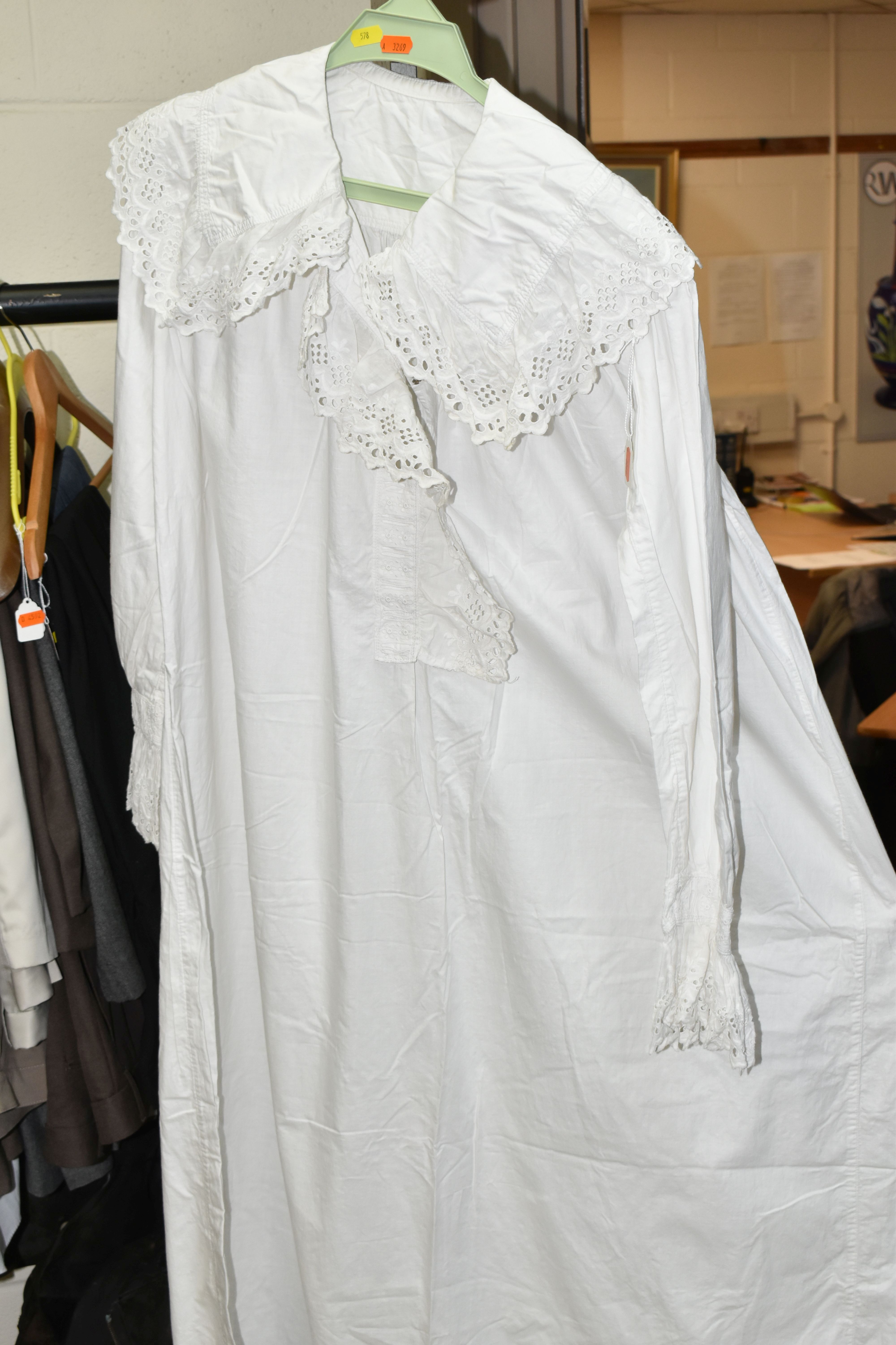 TWO BOXES AND LOOSE VINTAGE CLOTHING, to include a large quantity of Victorian cotton and handmade - Image 4 of 20