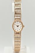 A LADIES 9CT GOLD 'ROTARY' WRISTWATCH, quartz movement, oval white dial signed 'Rotary', baton