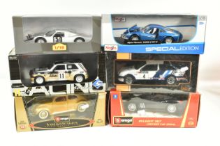 SIX BOXED METAL DIECAST 1:18 SCALE MODEL CARS, to include a IXO Ford Sierra RS Cosworth 1000 Lakes