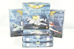 FIVE BOXED 1:44 SCALE CORGI AVIATION ARCHIVE DIECAST MOEL MILITARY AIRCRAFTS, the first is a first