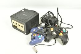 AN UNBOXED NINTENDO GAMECUBE, not tested but appears complete with one Nintendo Gamecube and one