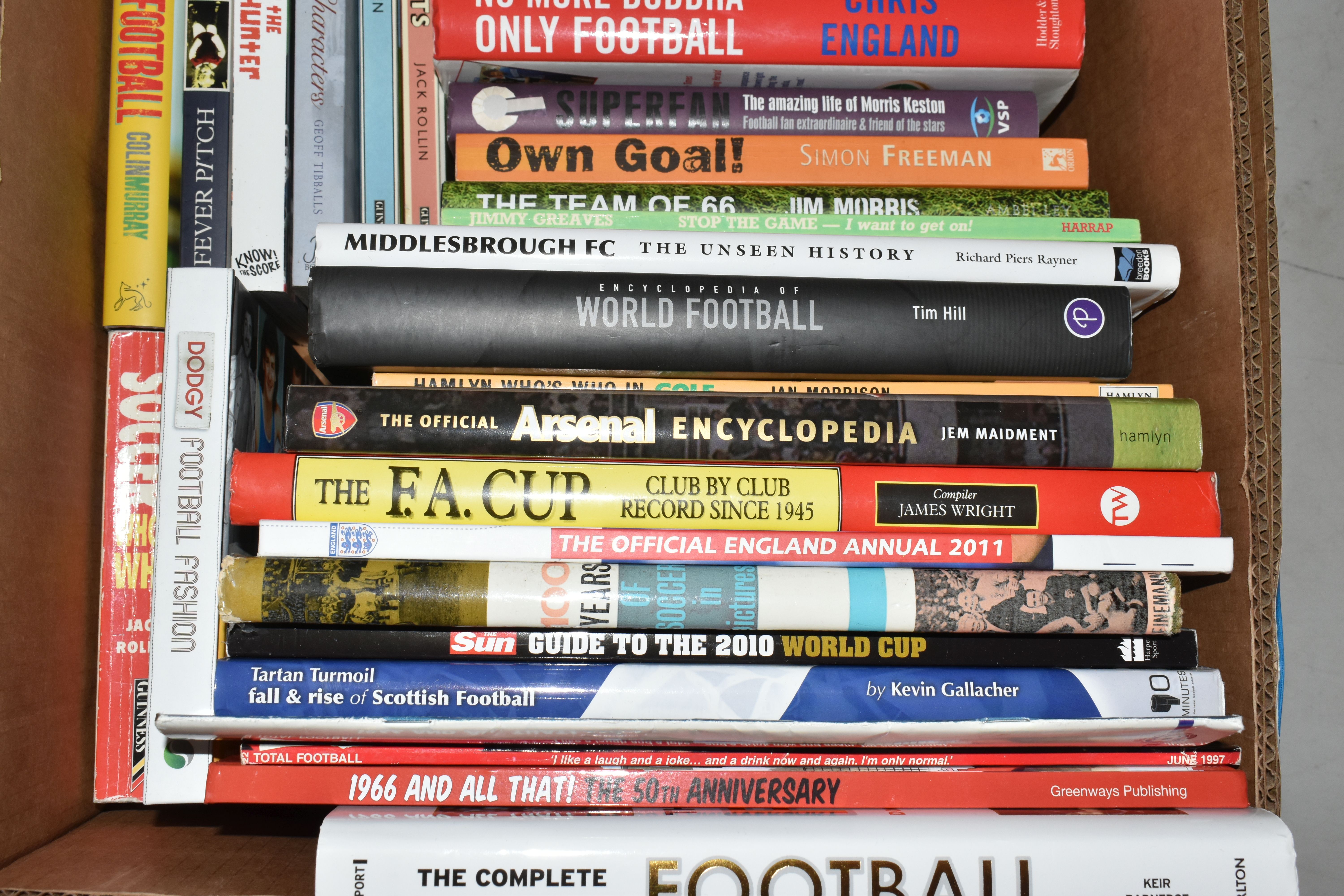 TWO BOXES OF FOOTBALL INTEREST HARDBACK AND PAPERBACK BOOKS, approximately seventy two titles - Image 5 of 13