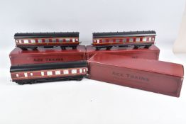 THREE BOXED ACE TRAINS O GAUGE L.M.S. CORRIDOR COACHES, 1st/3rd, 3rd and 3rd Brake, all appear