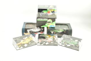 SIX BOXED 1:43 SCALE MINICHAMPS AND HOT WHEELS DIECAST MODEL FORMULA 1 RACE CARS, to include a